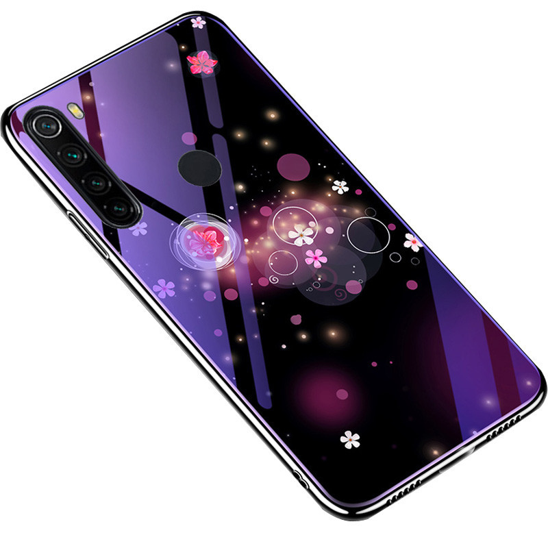 

TPU+Glass чехол Fantasy с глянцевыми торцами для Xiaomi Redmi Note 8 Пузырьки и цветы (111923)