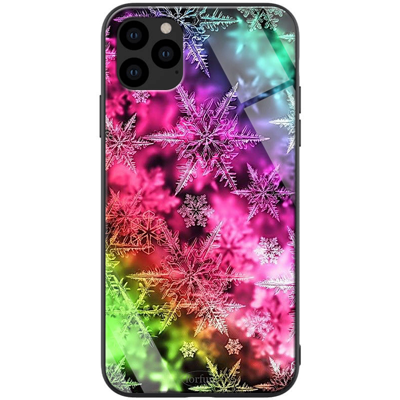 

TPU+Glass чохол ForFun для Apple iPhone 11 Pro (5.8") (Різнокольорові сніжинки / рожевий)