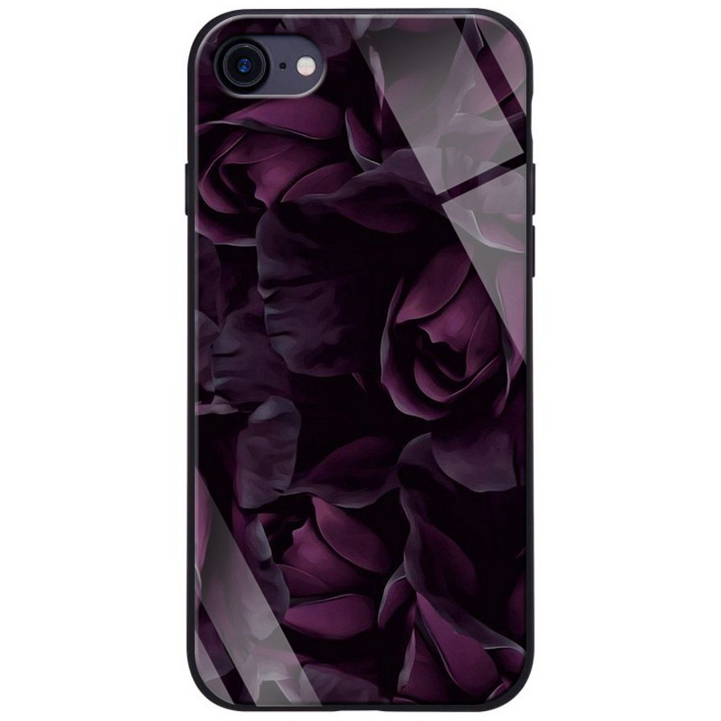 

TPU+Glass чехол ForFun для Apple iPhone 7 / 8 (4.7") Фиолетовый/Розы (119217)