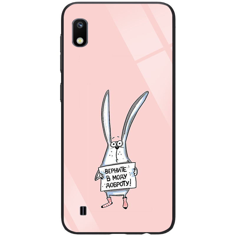

TPU+Glass чехол ForFun для Samsung Galaxy A10 (A105F) Добрый заяц / Розовый (109094)