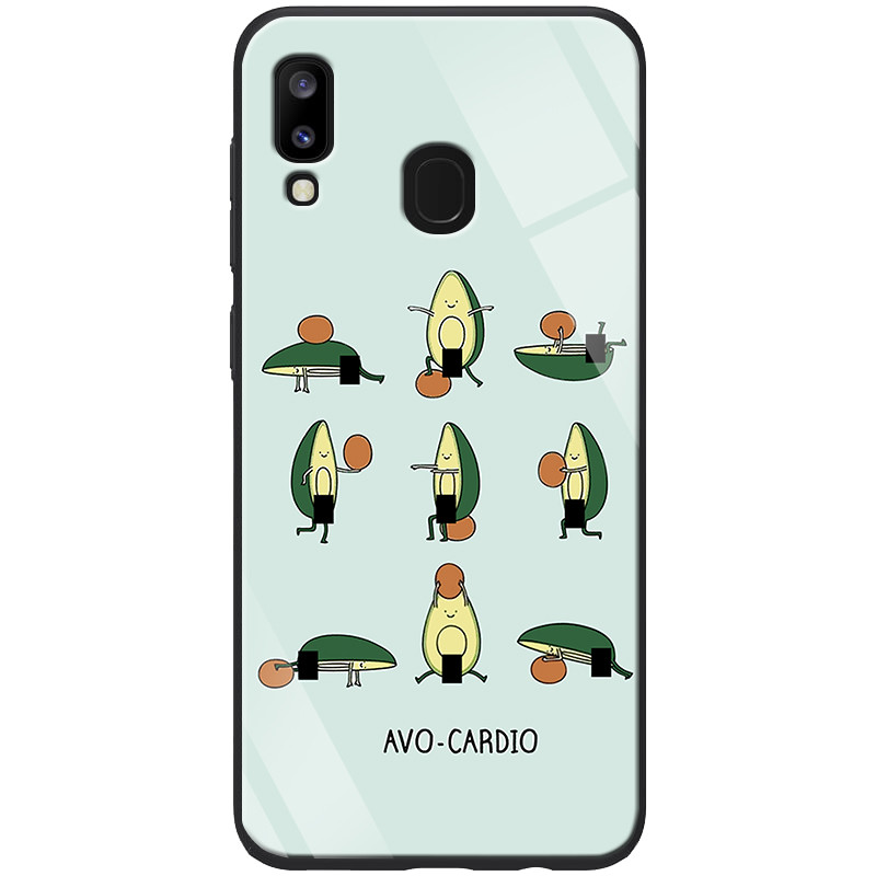 

TPU+Glass чехол ForFun для Samsung Galaxy A20 / A30 Авокардио / Голубой (109102)