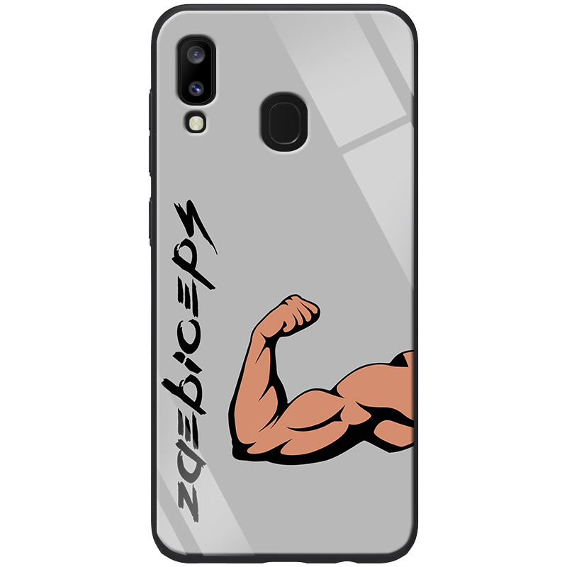 

TPU+Glass чехол ForFun для Samsung Galaxy A20 (A205F) Бицепс / Серый (109103)