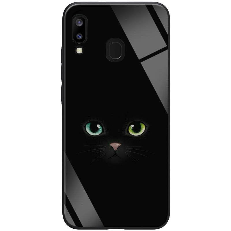 

TPU+Glass чехол ForFun для Samsung Galaxy A20 (A205F) Котик / Черный (109857)