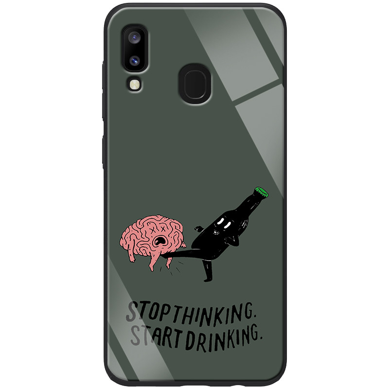 

TPU+Glass чехол ForFun для Samsung Galaxy A20 / A30 Stopthinking / Серый (109101)