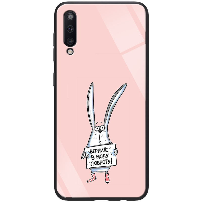 

TPU+Glass чехол ForFun для Samsung Galaxy A70 (A705F) Добрый заяц / Розовый (109127)