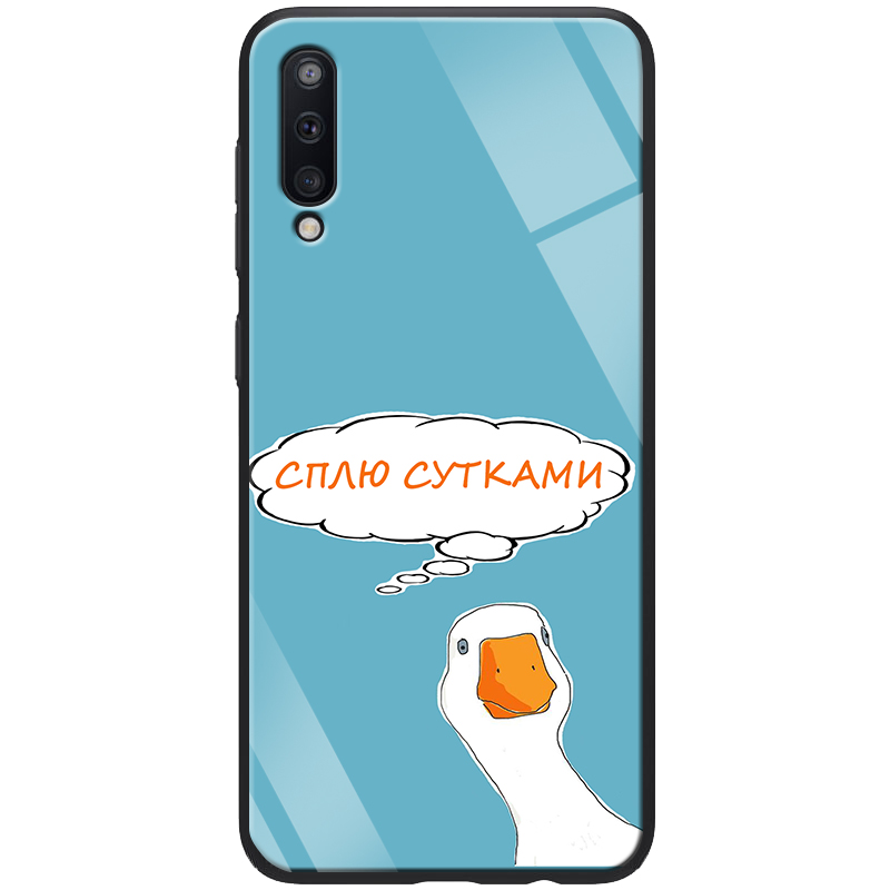 

TPU+Glass чехол ForFun для Samsung Galaxy A70 (A705F) Сплю сутками / Голубой (109132)