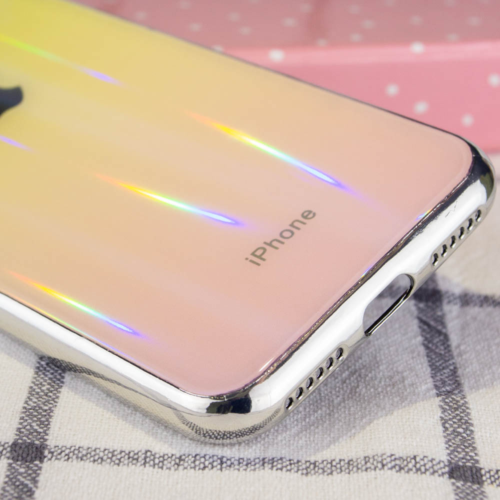 

TPU+Glass чехол Gradient Aurora с лого для Apple iPhone 7 / 8 (4.7") Золотой / Розовый (119593)