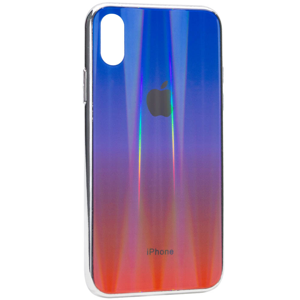 

TPU+Glass чехол Gradient Aurora с лого для Apple iPhone X (5.8") Синий / Красный (119609)