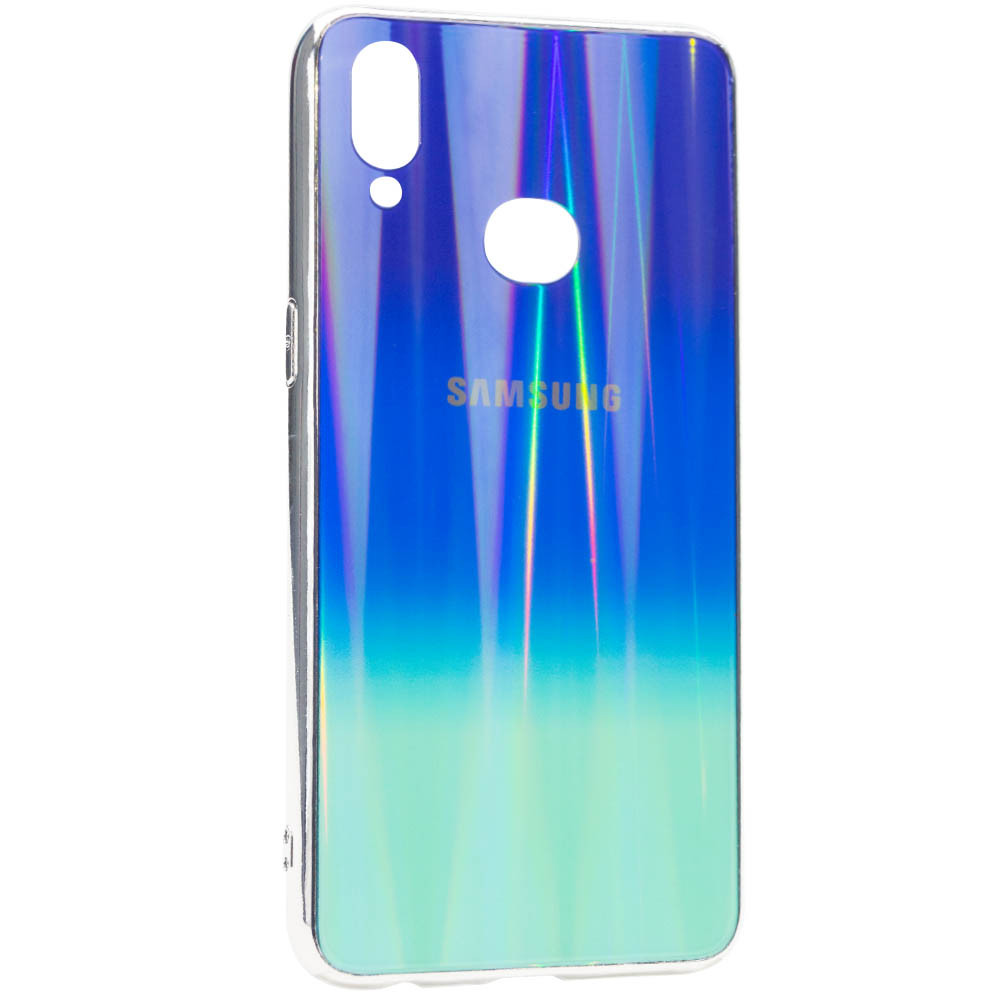 

TPU+Glass чехол Gradient Aurora с лого для Samsung Galaxy A10s Фиолетовый / Бирюзовый (119655)