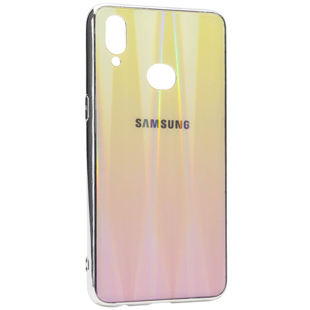 

TPU+Glass чехол Gradient Aurora с лого для Samsung Galaxy A10s Золотой / Розовый (119648)