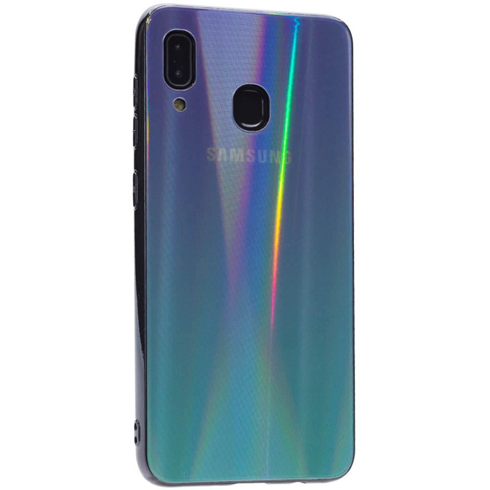 

TPU+Glass чехол Gradient Aurora с лого для Samsung Galaxy A20 (A205F) Черный (108995)