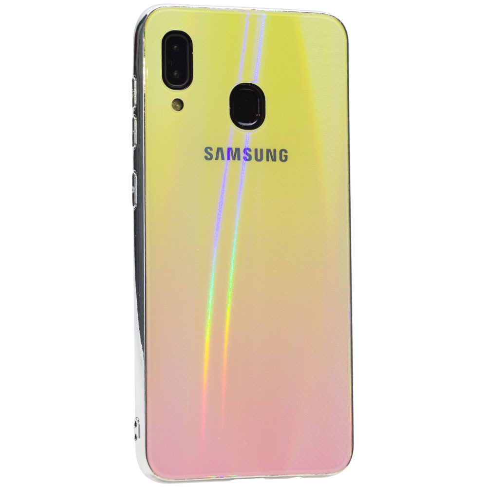 

TPU+Glass чехол Gradient Aurora с лого для Samsung Galaxy A20 / A30 Розовый (108993)