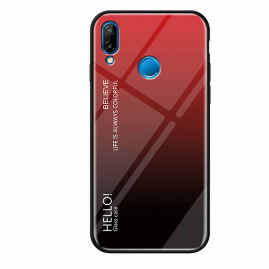 

TPU+Glass чехол Gradient HELLO для Huawei P Smart+ (nova 3i) Красный (91530)