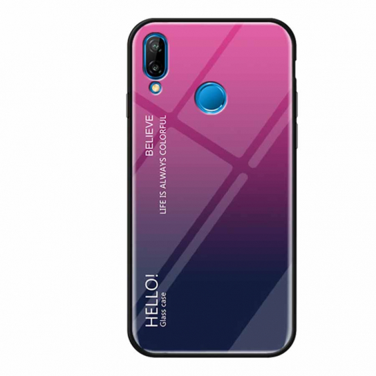 

TPU+Glass чехол Gradient HELLO для Huawei P Smart+ (nova 3i) Малиновый (91531)