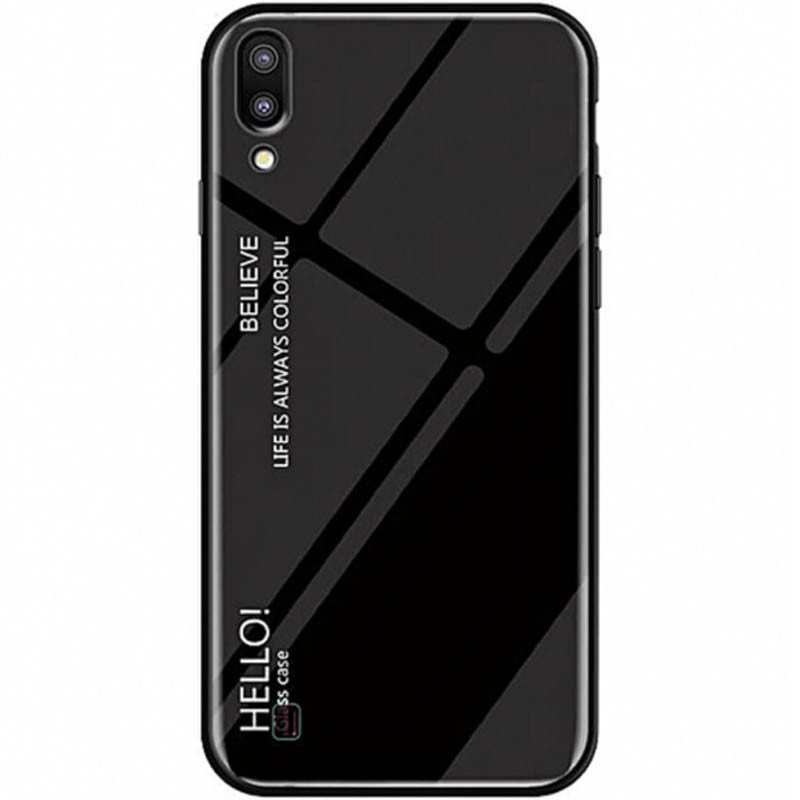 

TPU+Glass чехол Gradient HELLO для Samsung Galaxy M10 Черный (104062)