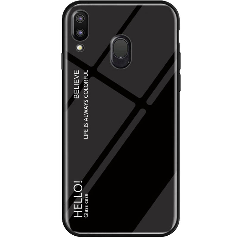 

TPU+Glass чехол Gradient HELLO для Samsung Galaxy M20 Черный (104068)
