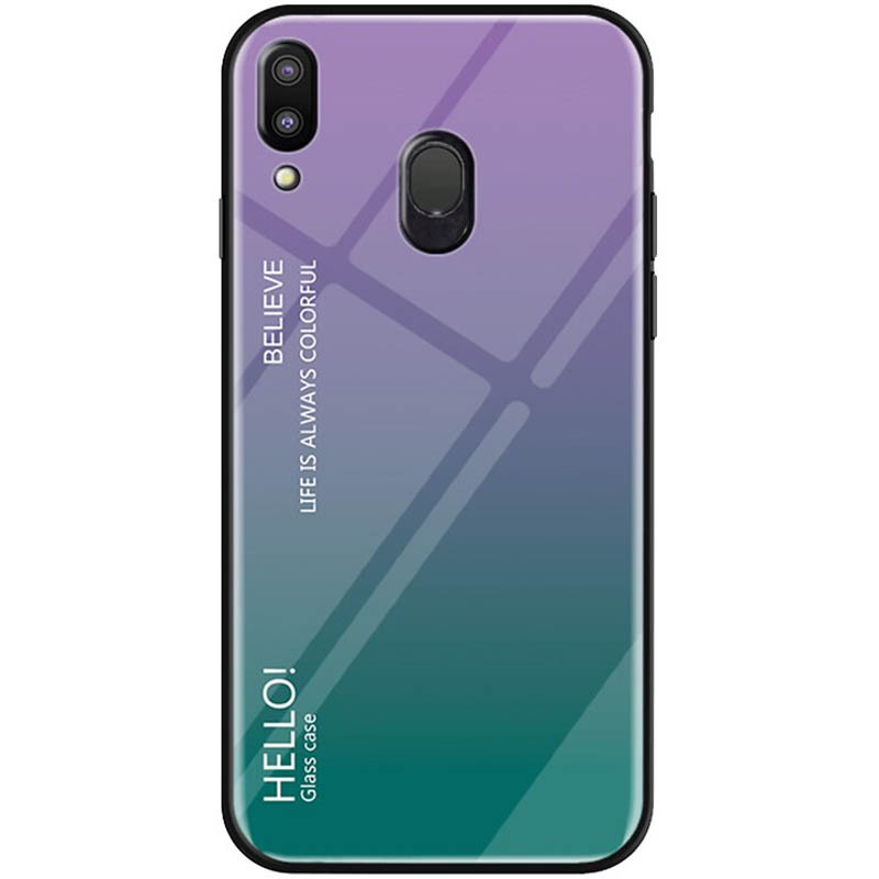 

TPU+Glass чехол Gradient HELLO для Samsung Galaxy M20 Фиолетовый (104067)