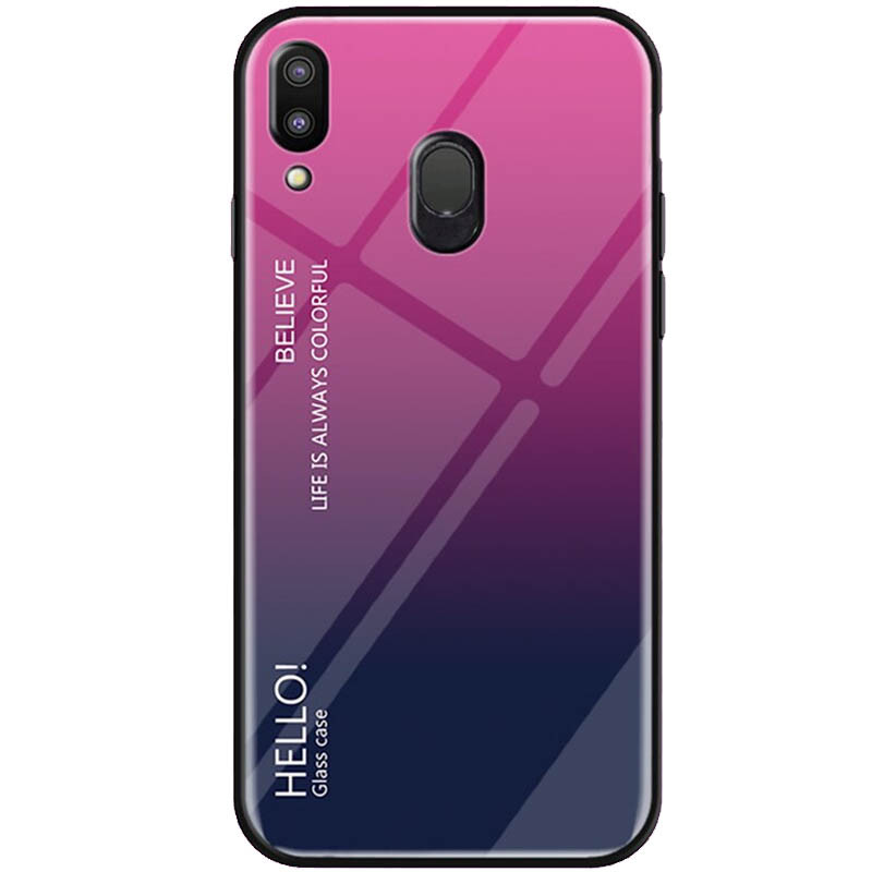

TPU+Glass чехол Gradient HELLO для Samsung Galaxy M20 Малиновый (104065)