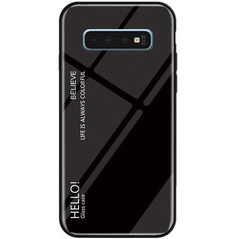 

TPU+Glass чехол Gradient HELLO для Samsung Galaxy S10 Черный (99581)