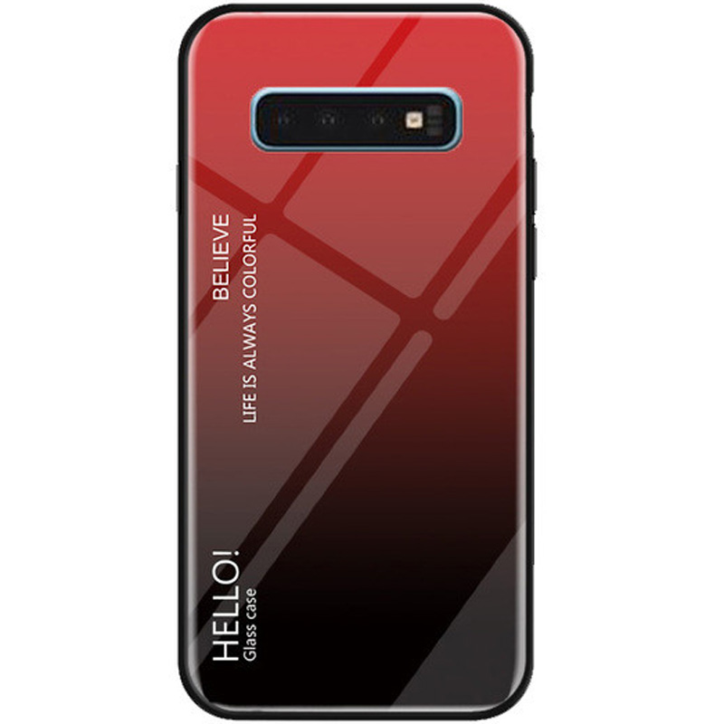 

TPU+Glass чехол Gradient HELLO для Samsung Galaxy S10+ Красный (99583)