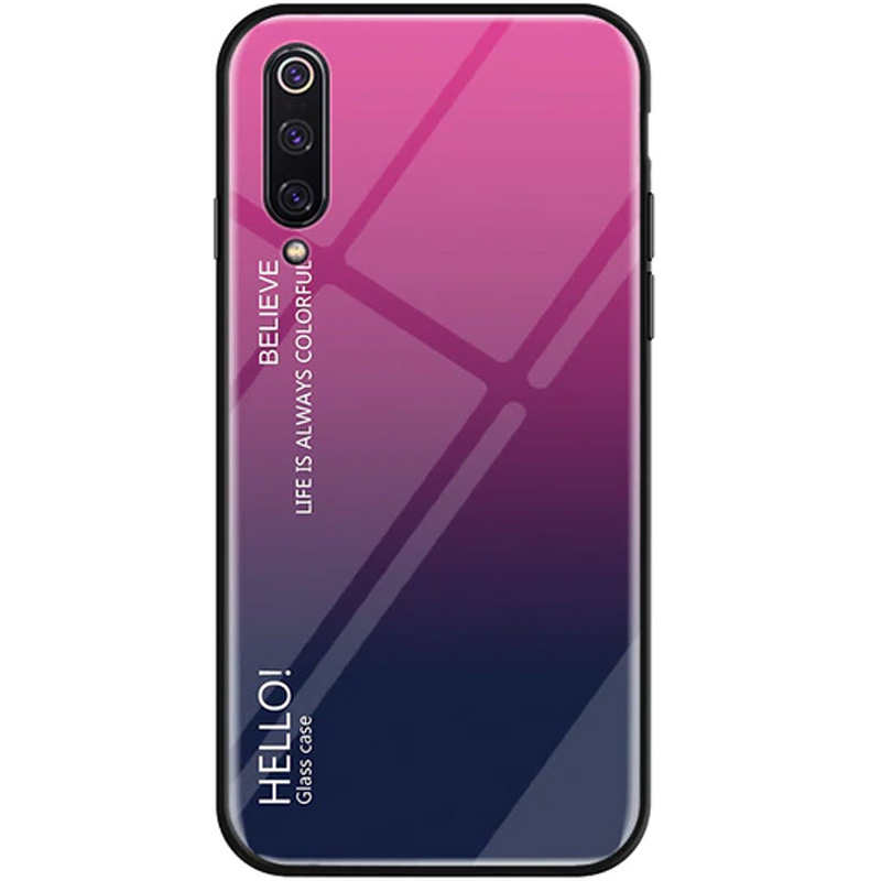 

TPU+Glass чехол Gradient HELLO для Xiaomi Mi 9 Малиновый (99596)