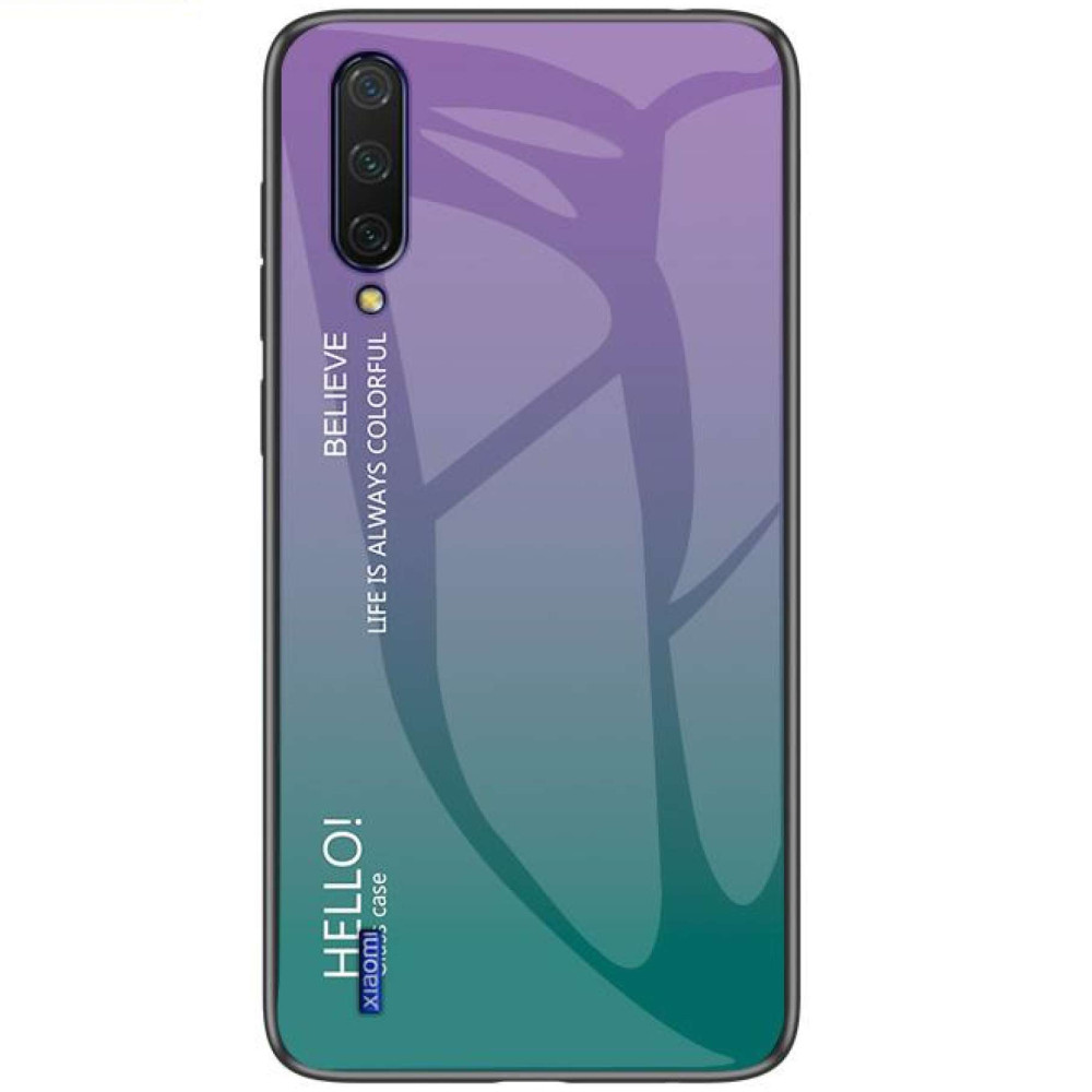 

TPU+Glass чехол Gradient HELLO для Xiaomi Mi 9 Lite Фиолетовый (109054)