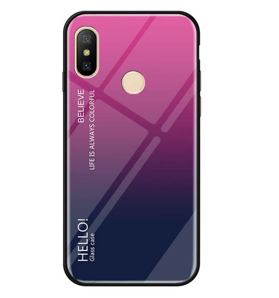 

TPU+Glass чехол Gradient HELLO для Xiaomi Mi Max 3 Малиновый (91591)
