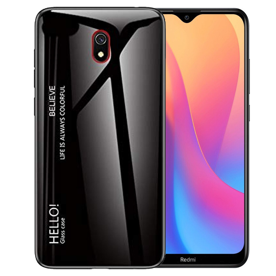 

TPU+Glass чехол Gradient HELLO для Xiaomi Redmi 8a Черный (119439)
