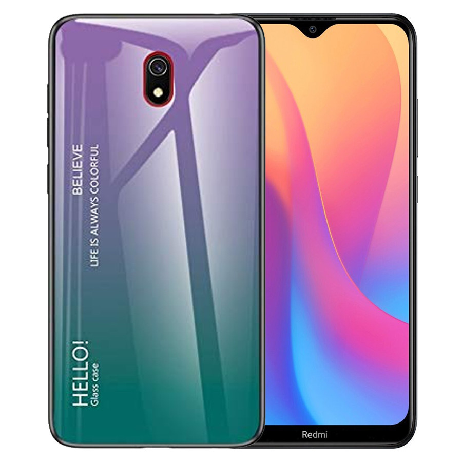 

TPU+Glass чохол Gradient HELLO для Xiaomi Redmi 8A (Фіолетовий)