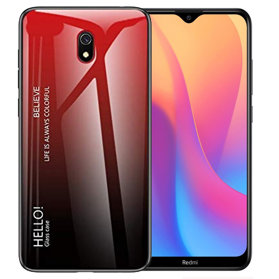 

TPU+Glass чехол Gradient HELLO для Xiaomi Redmi 8a Красный (119435)