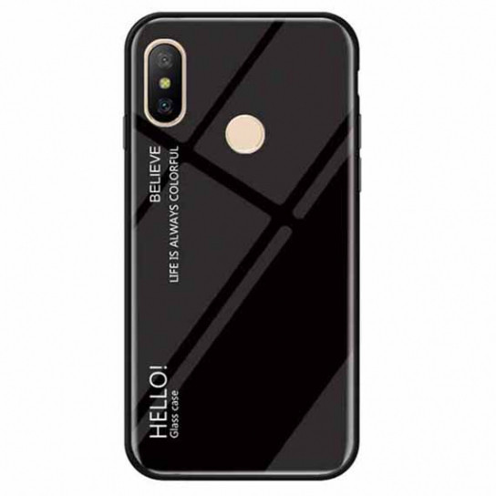 

TPU+Glass чехол Gradient HELLO для Xiaomi Redmi Note 6 Черный (91612)