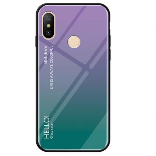 

TPU+Glass чехол Gradient HELLO для Xiaomi Redmi Note 6 Pro Фиолетовый (91611)