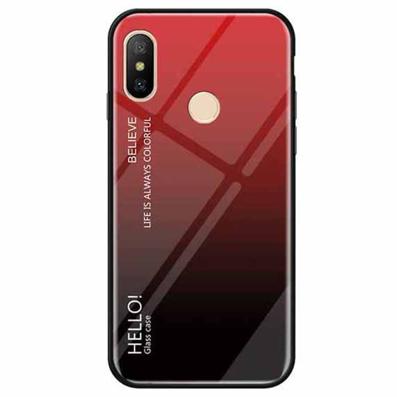 

TPU+Glass чехол Gradient HELLO для Xiaomi Redmi Note 6 Pro Красный (91608)