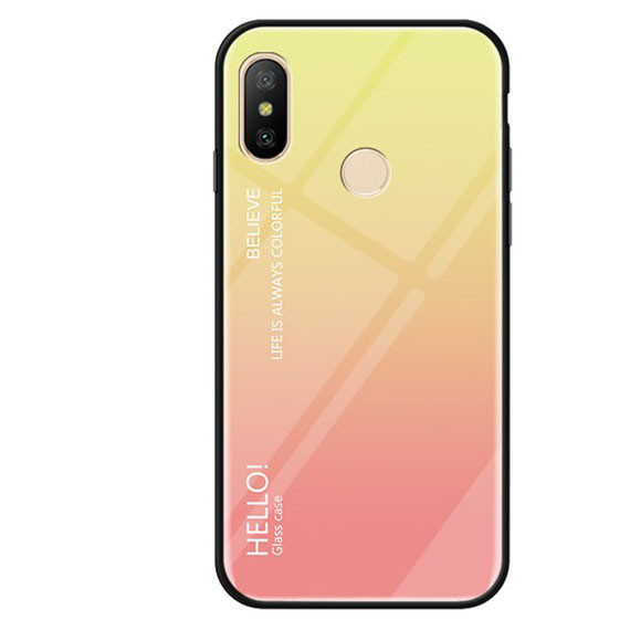 

TPU+Glass чехол Gradient HELLO для Xiaomi Redmi Note 6 Розовый (91610)