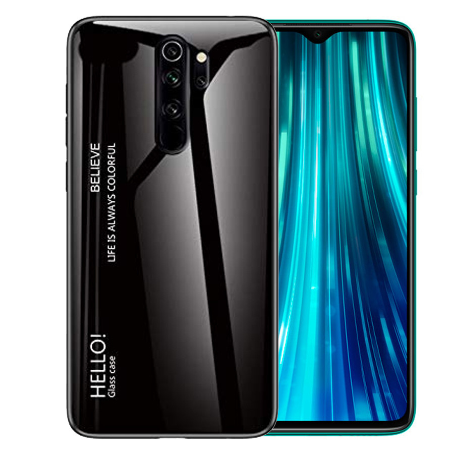 

TPU+Glass чехол Gradient HELLO для Xiaomi Redmi Note 8 Pro Черный (119451)