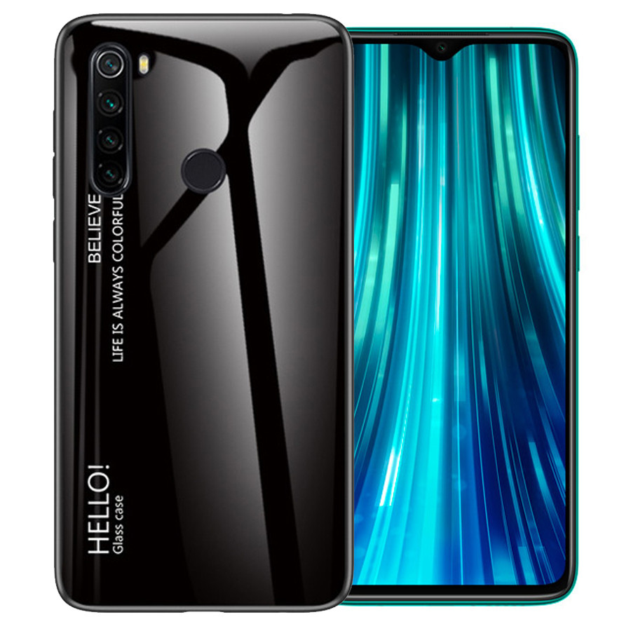 

TPU+Glass чехол Gradient HELLO для Xiaomi Redmi Note 8 Черный (119445)
