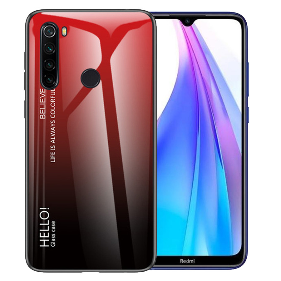 

TPU+Glass чехол Gradient HELLO для Xiaomi Redmi Note 8 Красный (119441)