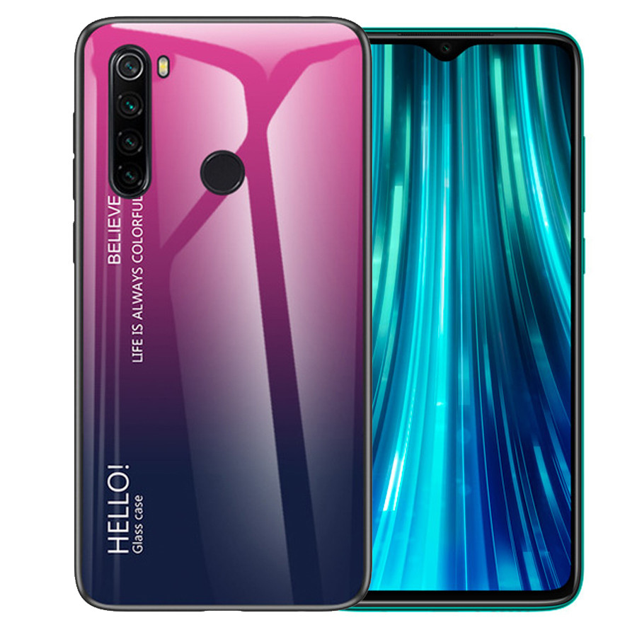 

TPU+Glass чехол Gradient HELLO для Xiaomi Redmi Note 8 Малиновый (119442)