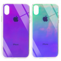 

TPU+Glass чехол Gradient Rainbow с лого для Apple iPhone X (5.8")