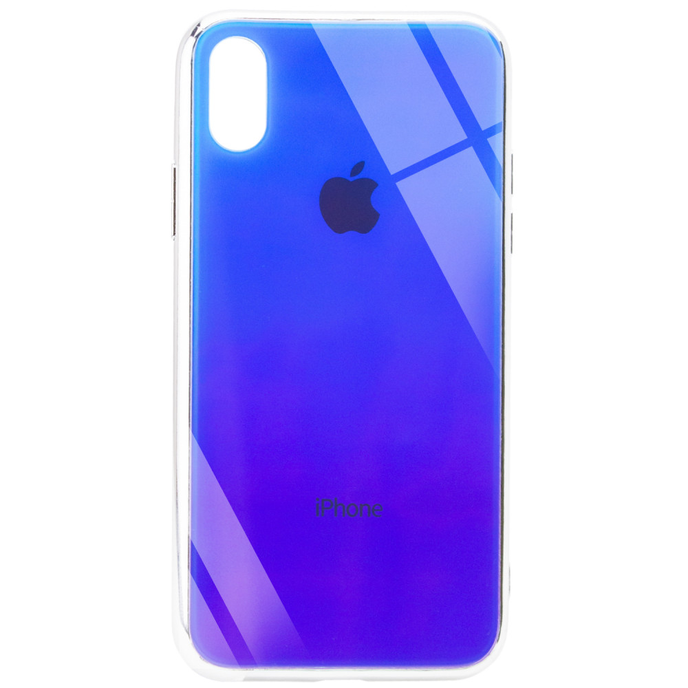 

TPU+Glass чохол Gradient Rainbow з лого для Apple iPhone XS Max (6.5") (Синій)