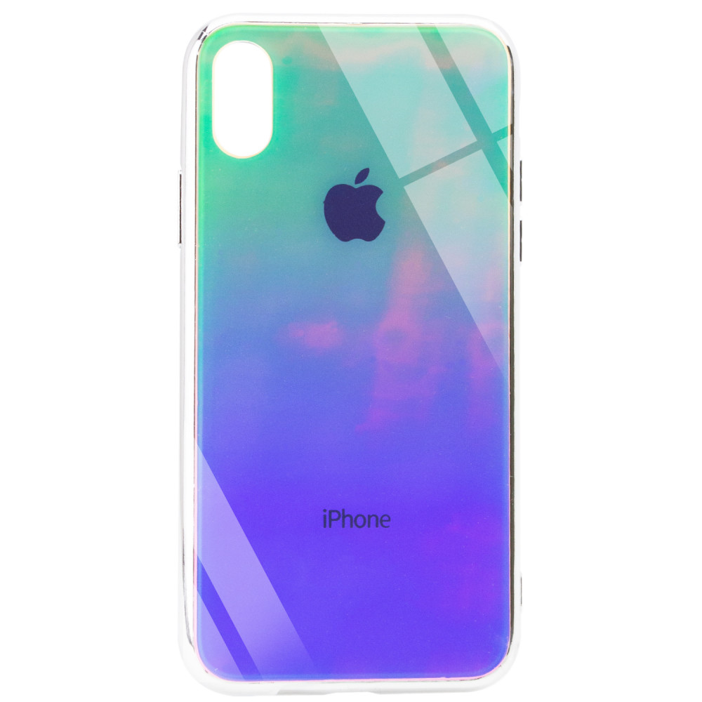 

TPU+Glass чохол Gradient Rainbow з лого для Apple iPhone XS Max (6.5") (Зелений)