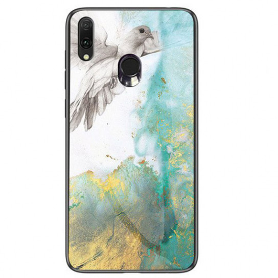

TPU+Glass чохол Luxury Marble для Samsung Galaxy M20 (Птах / бірюзовий)