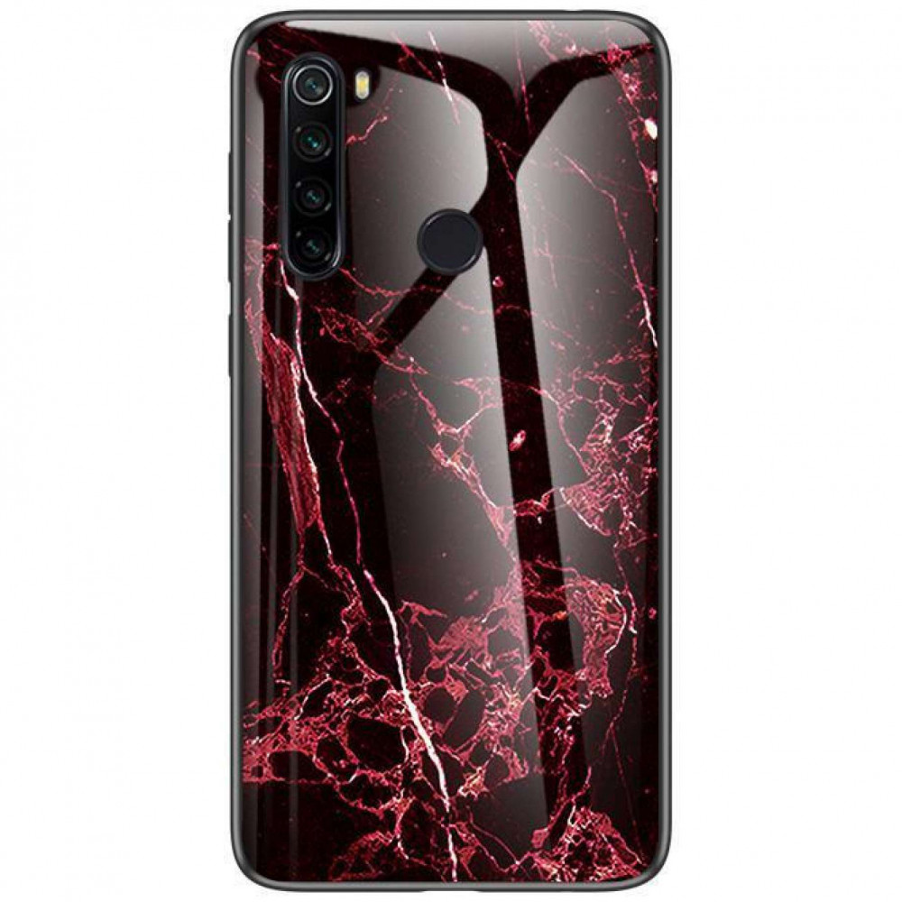 

TPU+Glass чехол Luxury Marble для Xiaomi Redmi Note 8 Марсала / Бордовый (113115)