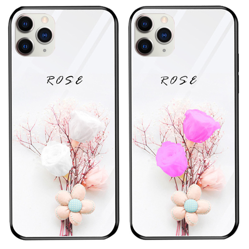 

TPU+Glass чехол светящийся в темноте для Apple iPhone 11 Pro (5.8") Rose /Белый (115184)