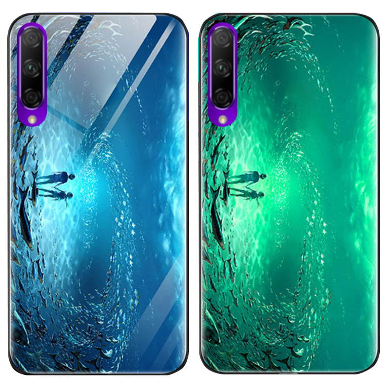 

TPU+Glass чехол светящийся в темноте для Huawei Honor 9X Pro Под водой / Голубой (115178)