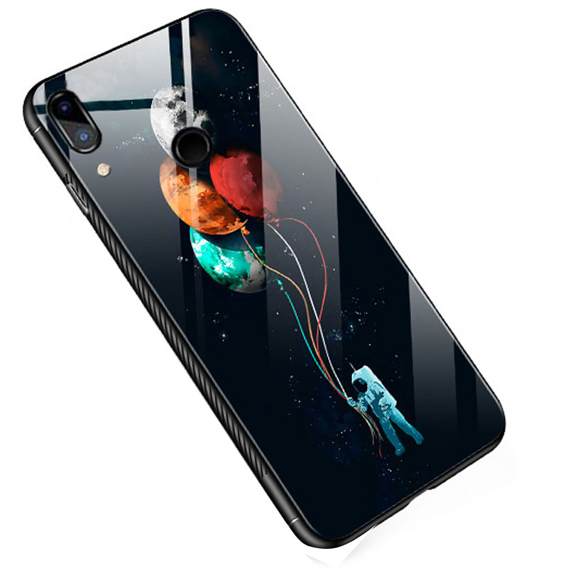 

TPU+Glass чехол светящийся в темноте для Huawei Nova 3i Космос / Черный (88784)