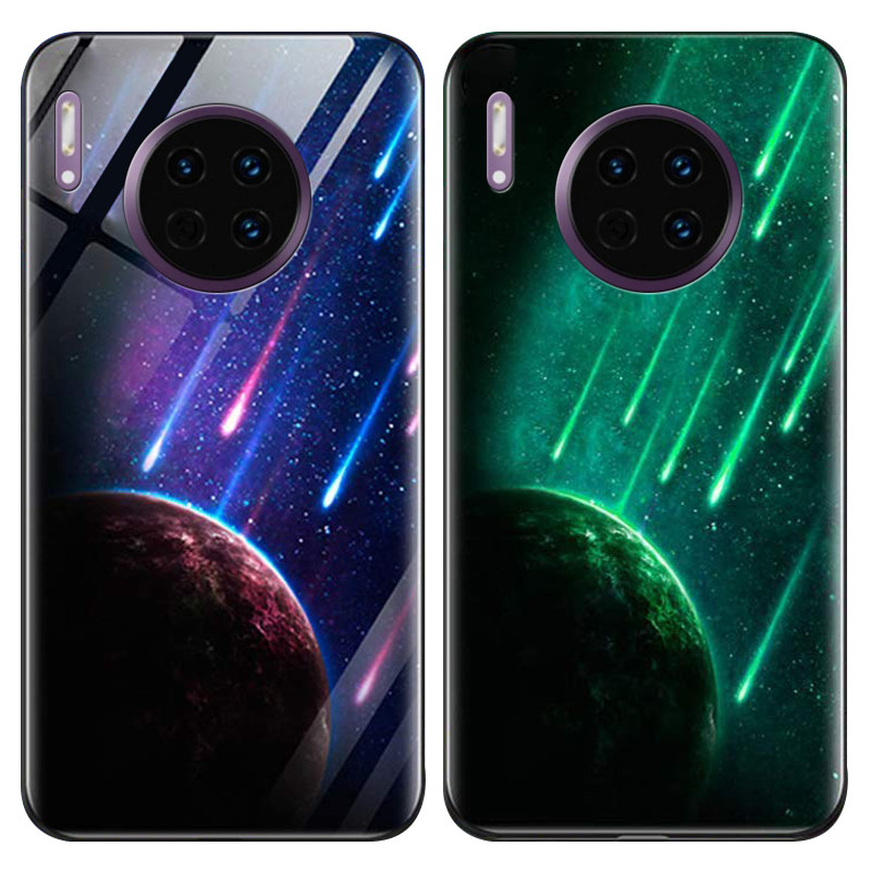 

TPU+Glass чехол светящийся в темноте для Huawei Mate 30 Метеорит / Синий (115161)