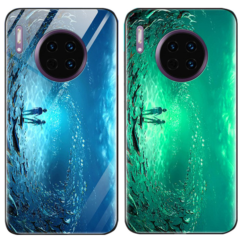 

TPU+Glass чехол светящийся в темноте для Huawei Mate 30 Под водой / Голубой (115163)