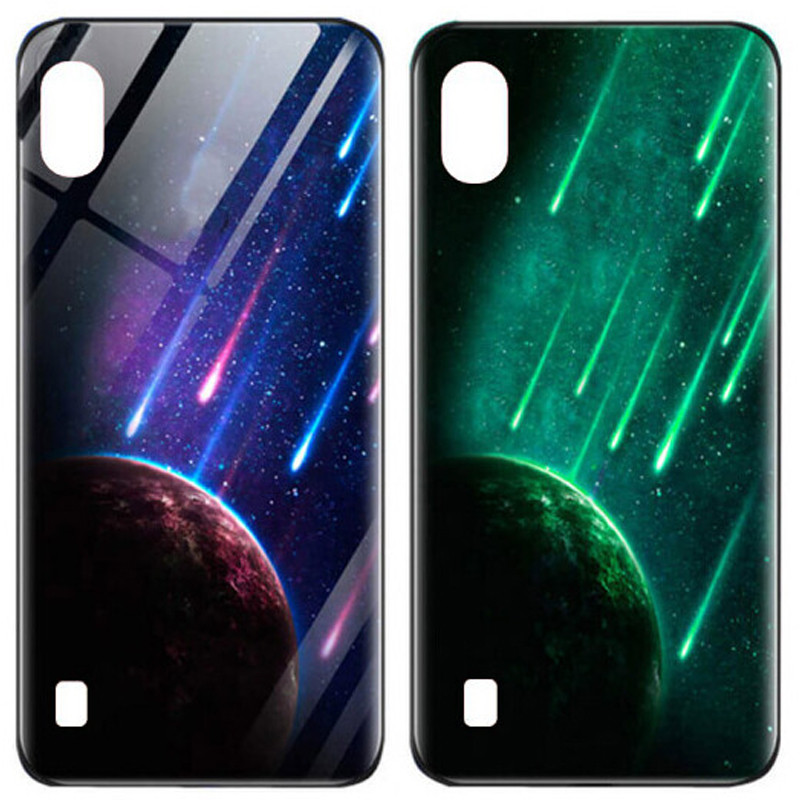 

TPU+Glass чехол светящийся в темноте для Samsung Galaxy A10 (A105F) Метеорит / Синий (107525)