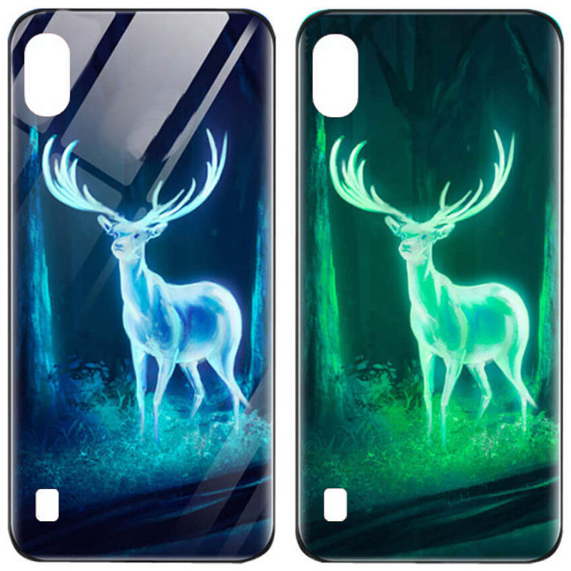 

TPU+Glass чехол светящийся в темноте для Samsung Galaxy A10 (A105F) Олень / Бирюзовый (107526)